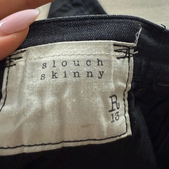 R13 Slouch Skinny Black Denim Jeans - Picture 9 of 16